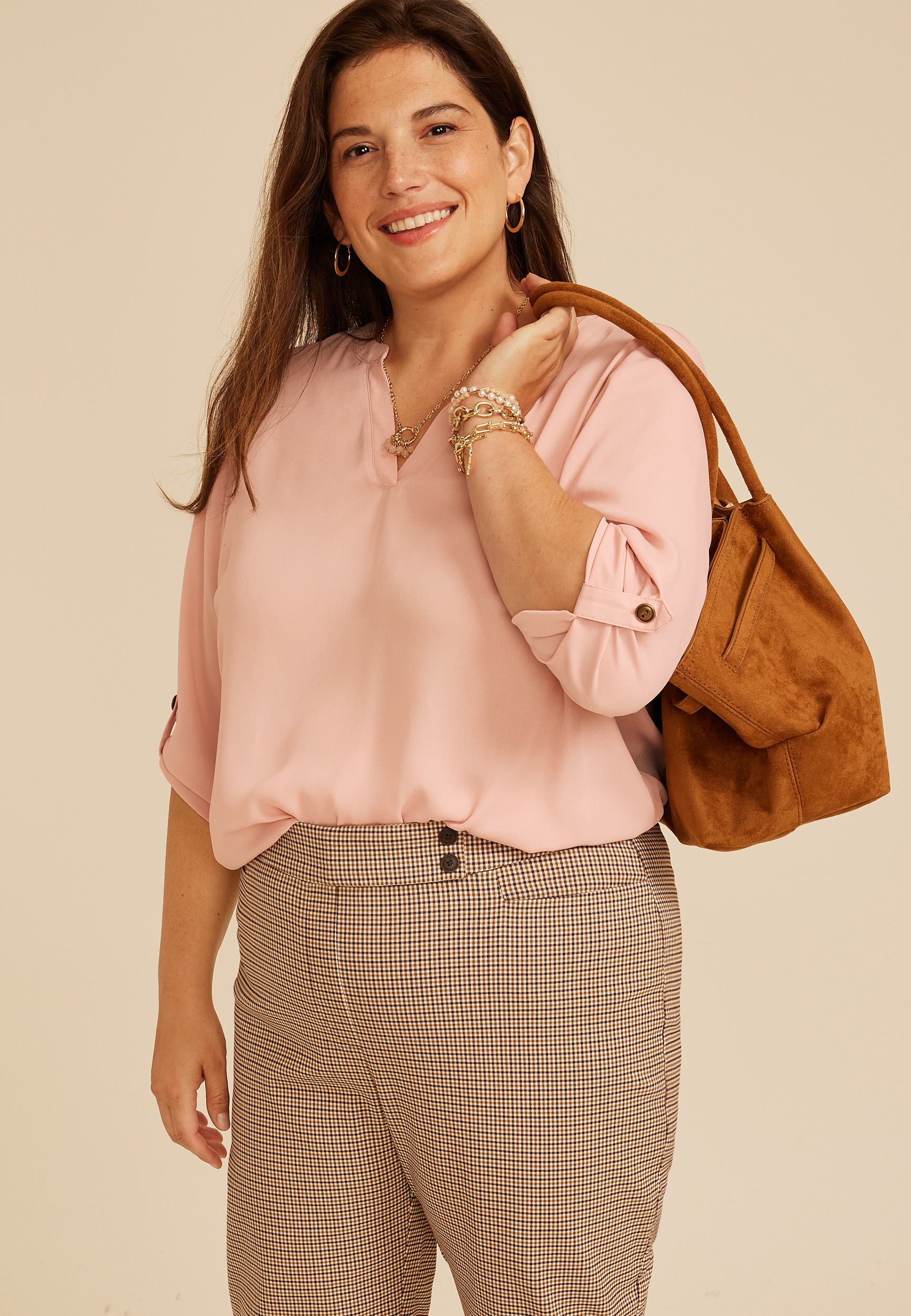 Plus Size Atwood 3/4 Sleeve Popover Blouse, C5623, large