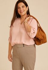 Plus Size Atwood 3/4 Sleeve Popover Blouse, C5623, small