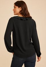 Ruffle Front V Neck Blouse, C106, small
