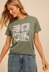 Floral Relaxed Fit Graphic Tee, C186, small
