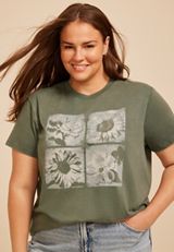 Plus Size Floral Relaxed Fit Graphic Tee, C186, small