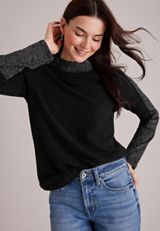 24/7 Sweater Mix Mock Neck Top, C106, small
