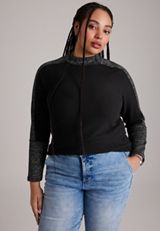Plus Size 24/7 Sweater Mix Mock Neck Top, C106, small