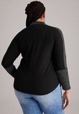 Plus Size 24/7 Sweater Mix Mock Neck Top, C106, small