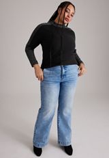 Plus Size 24/7 Sweater Mix Mock Neck Top, C106, small