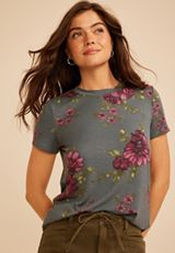 24/7 Kennedy Floral Crew Neck Tee, C9503, small