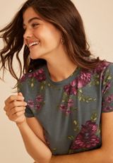 24/7 Kennedy Floral Crew Neck Tee, C9503, small