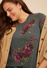 Plus Size 24/7 Kennedy Floral Crew Neck Tee, C9503, small