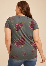 Plus Size 24/7 Kennedy Floral Crew Neck Tee, C9503, small