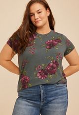 Plus Size 24/7 Kennedy Floral Crew Neck Tee, C9503, small