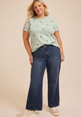 Plus Size 24/7 Dawson Candy Cane Embroidered Crew Neck Tee, C1774, small