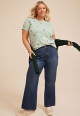 Plus Size 24/7 Dawson Candy Cane Embroidered Crew Neck Tee, C1774, small