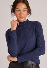 Studio Y Studded Mock Neck Top, C9679, small