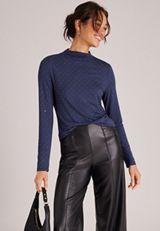 Studio Y Studded Mock Neck Top, C9679, small
