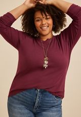 Plus Size 24/7 Ada Ribbed Long Sleeve Tee, C7923, small