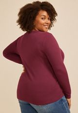 Plus Size 24/7 Ada Ribbed Long Sleeve Tee, C7923, small