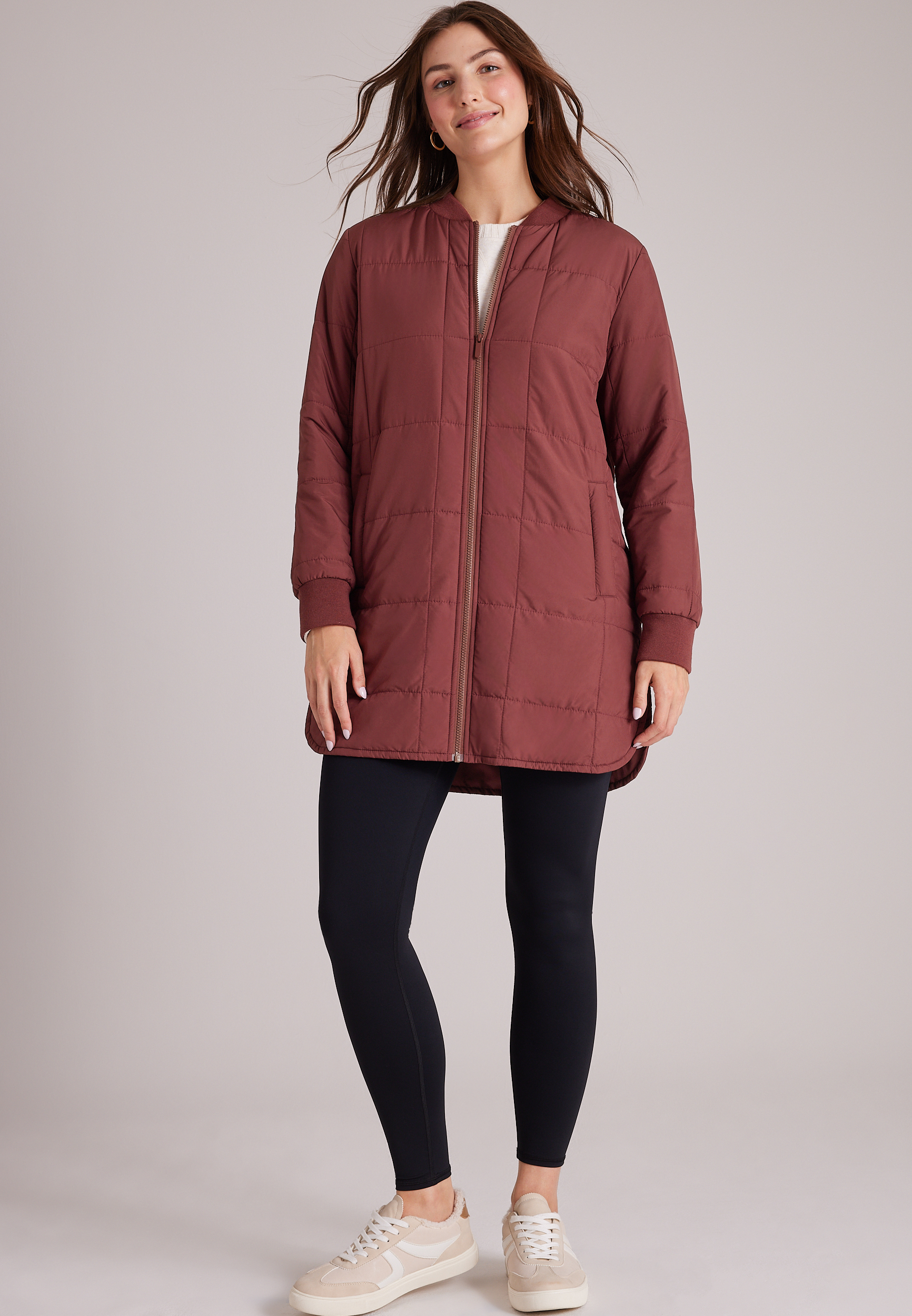 Long Puffer Bomber Jacket, C5221, large