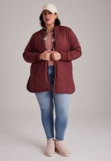 Plus Size Long Puffer Bomber Jacket, C5221, small