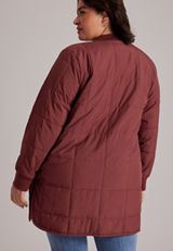 Plus Size Long Puffer Bomber Jacket, C5221, small