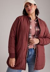 Plus Size Long Puffer Bomber Jacket, C5221, small
