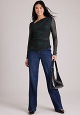 Floral Long Sleeve Mesh Top, C5273, small