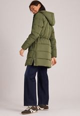 Cinch Waist Long Puffer Jacket, C9161, small