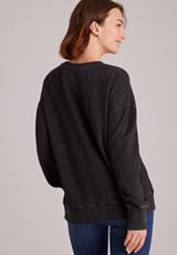 Rhinestone Washed Crew Neck Sweatshirt, C106, small