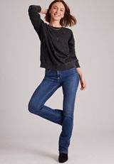 Rhinestone Washed Crew Neck Sweatshirt, C106, small