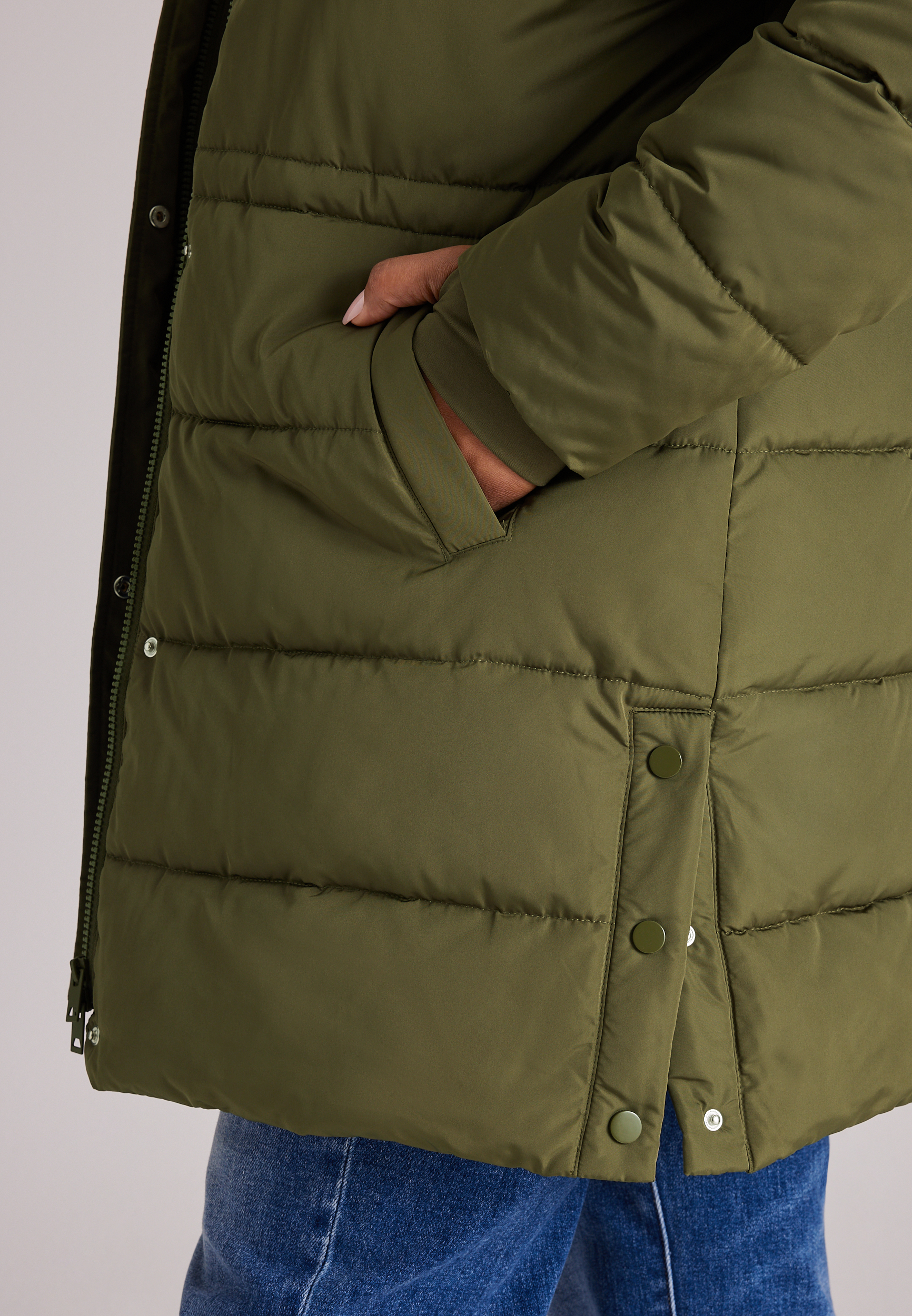 Plus Size Cinch Waist Long Puffer Jacket, C9161, large