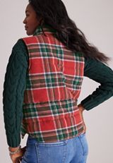 Plaid Snap Front Puffer Vest, C2842, small