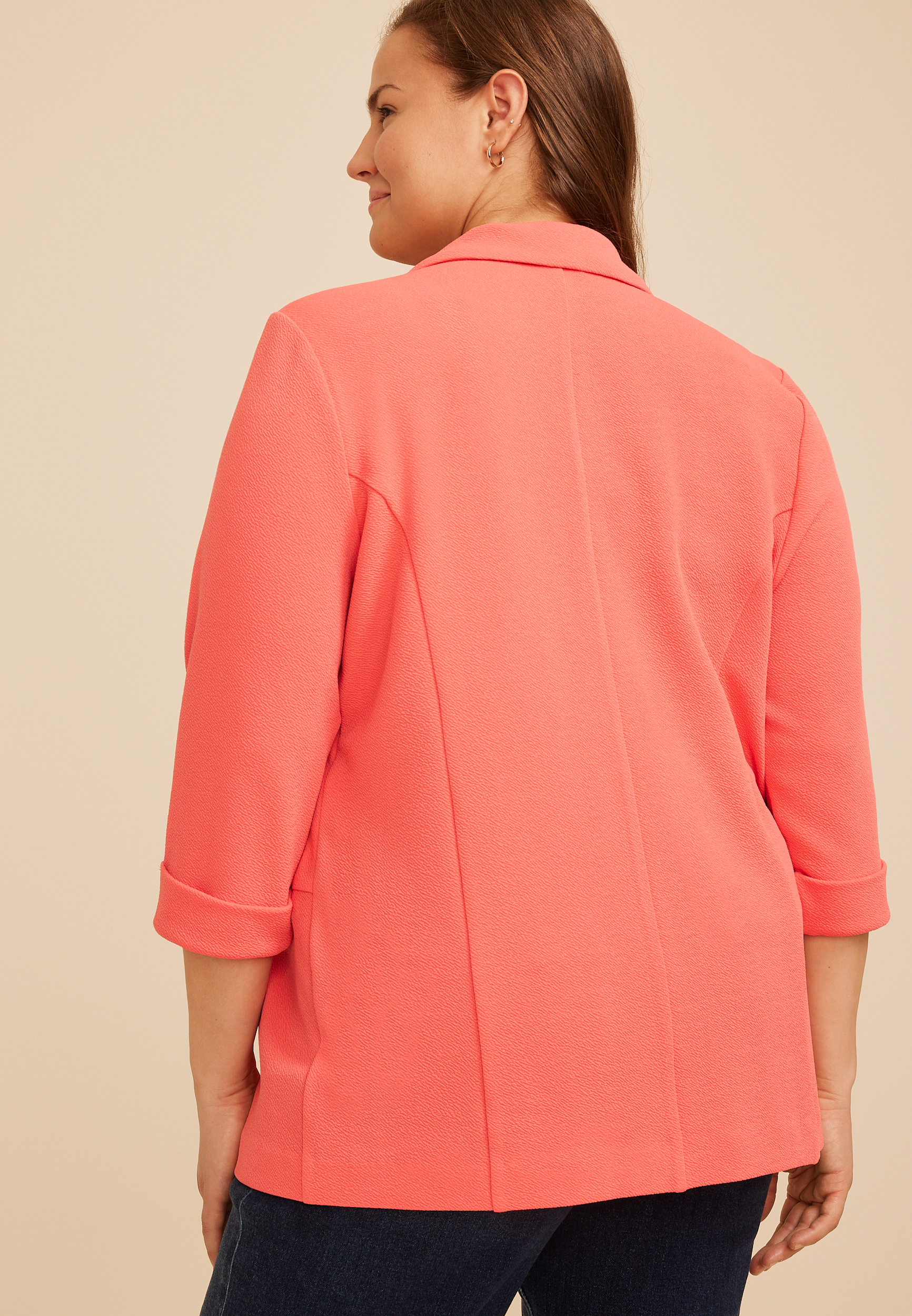 Plus Size Versa 3/4 Sleeve Open Front Blazer, C2011, large