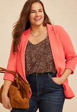 Plus Size Versa 3/4 Sleeve Open Front Blazer, C2011, small