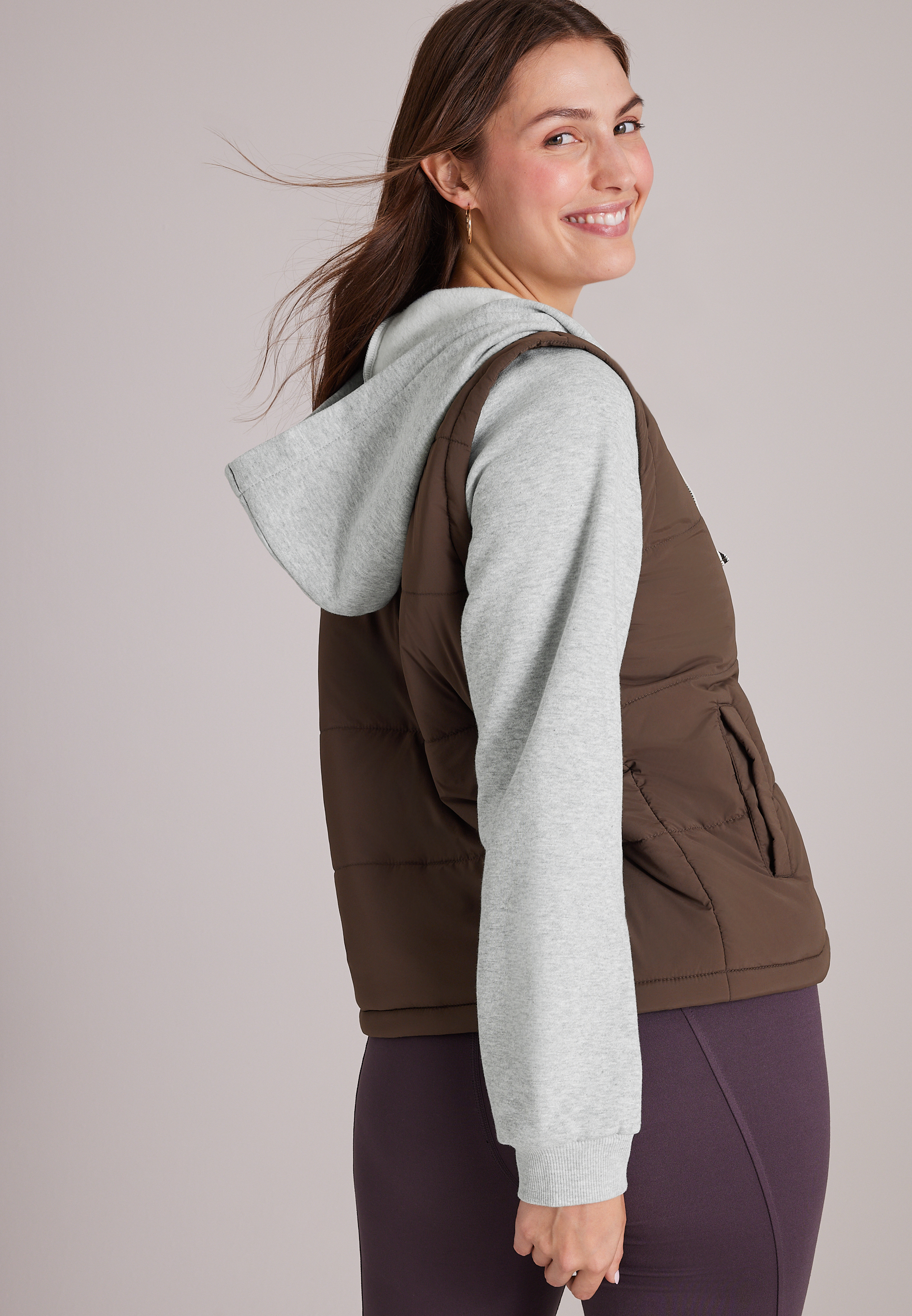 Quilted Twofer Hooded Jacket, C3681, large