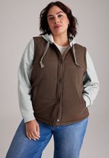 Plus Size Quilted Twofer Hooded Jacket, C3681, small