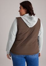 Plus Size Quilted Twofer Hooded Jacket, C3681, small