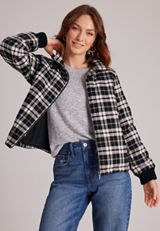 Plaid Puffer Jacket, C1756, small