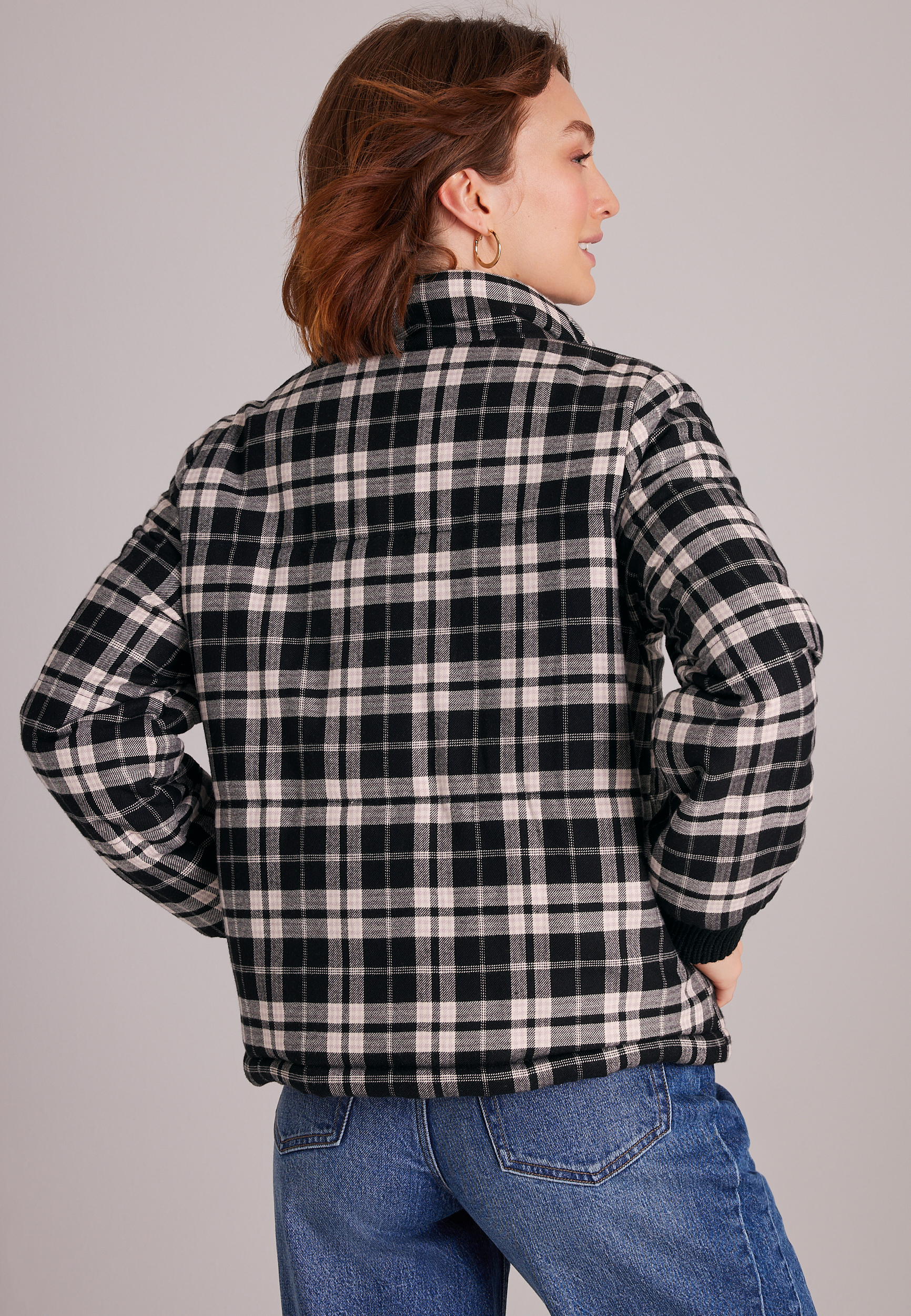Plaid Puffer Jacket, C1756, large