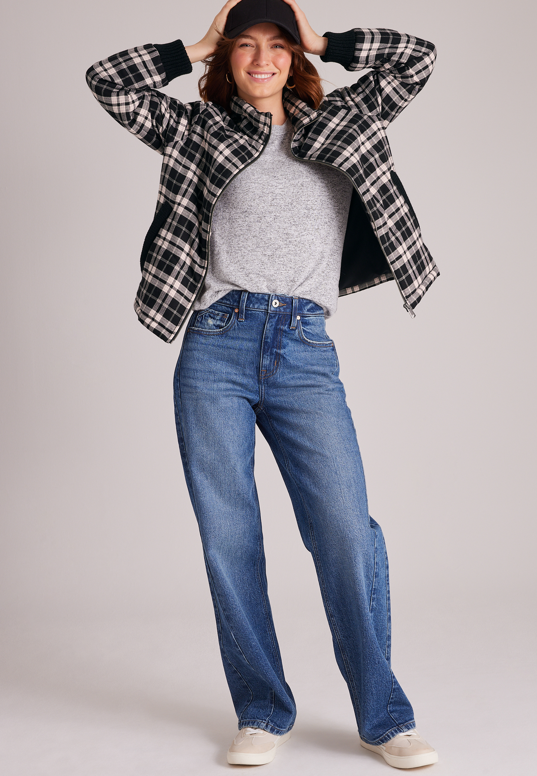 Plaid Puffer Jacket, C1756, large