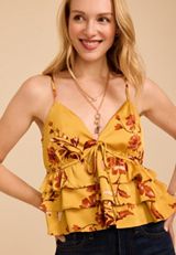 Band of the Free Floral Print Satin Peplum Tank, C2404, small