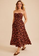 Band Of The Free Floral Strapless Midi Dress, C4695, small