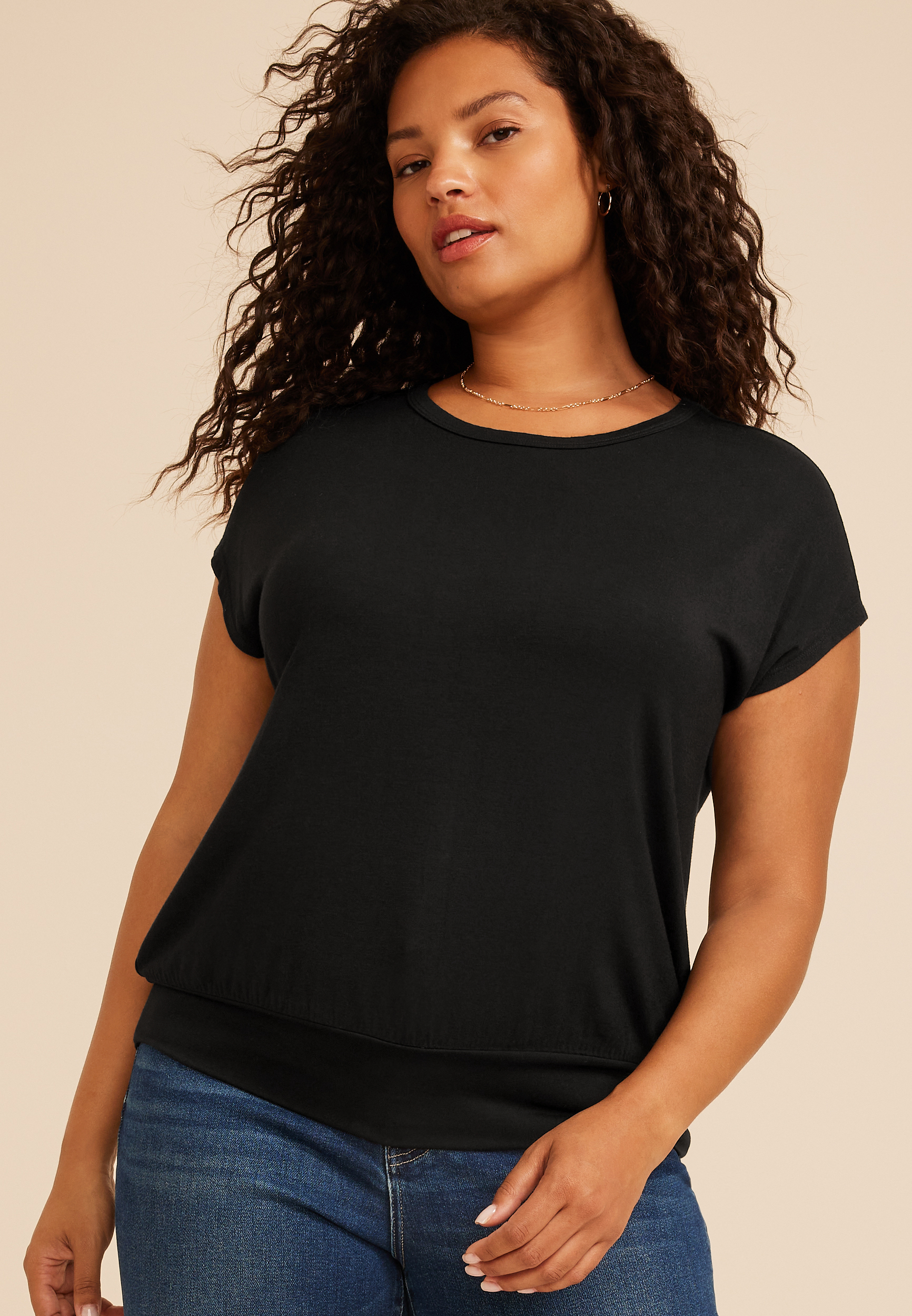 Plus Size 24/7 Short Sleeve Banded Hem Tee