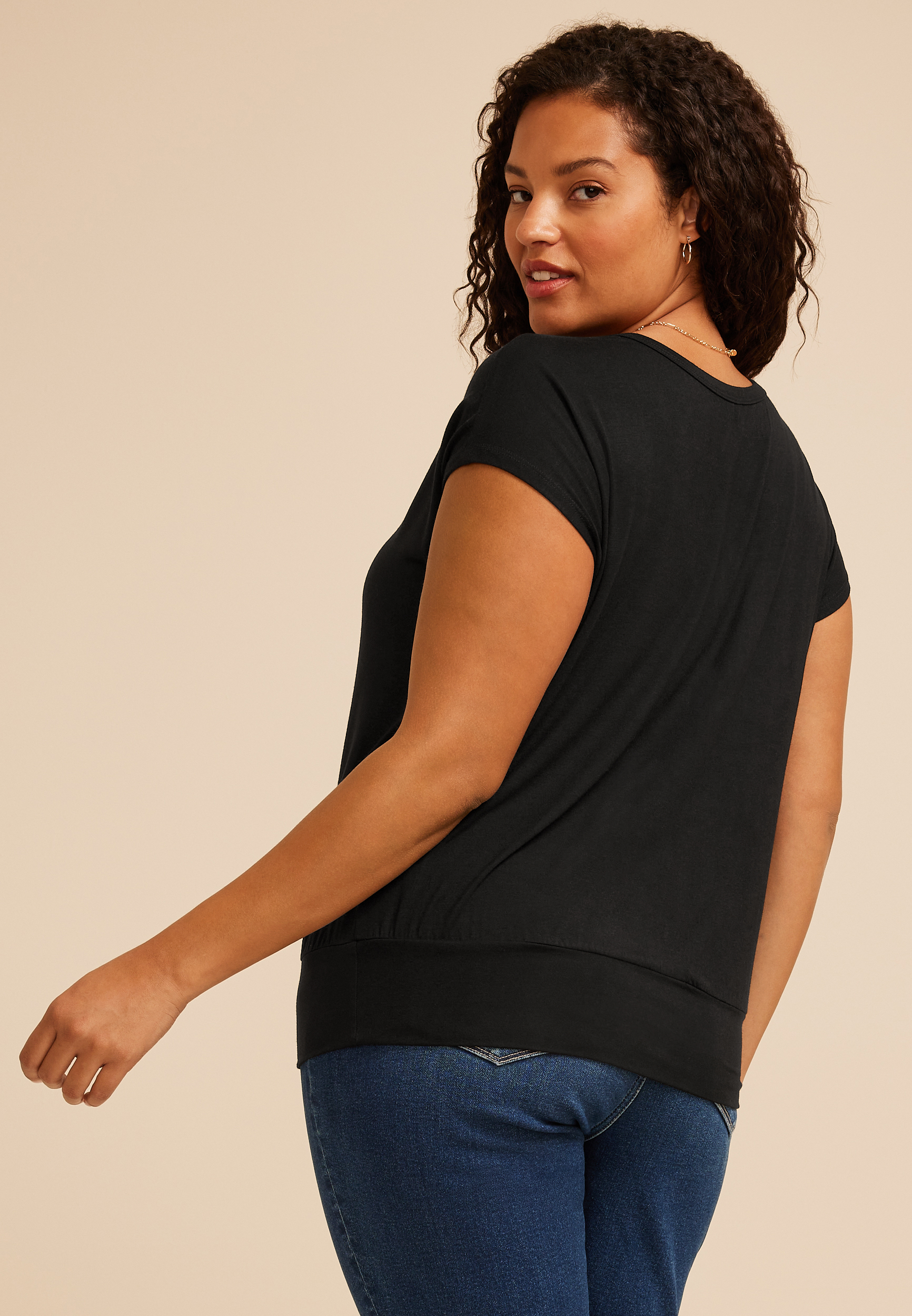 Plus Size 24/7 Short Sleeve Banded Hem Tee, C106, large