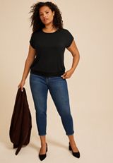 Plus Size 24/7 Short Sleeve Banded Hem Tee, C106, small