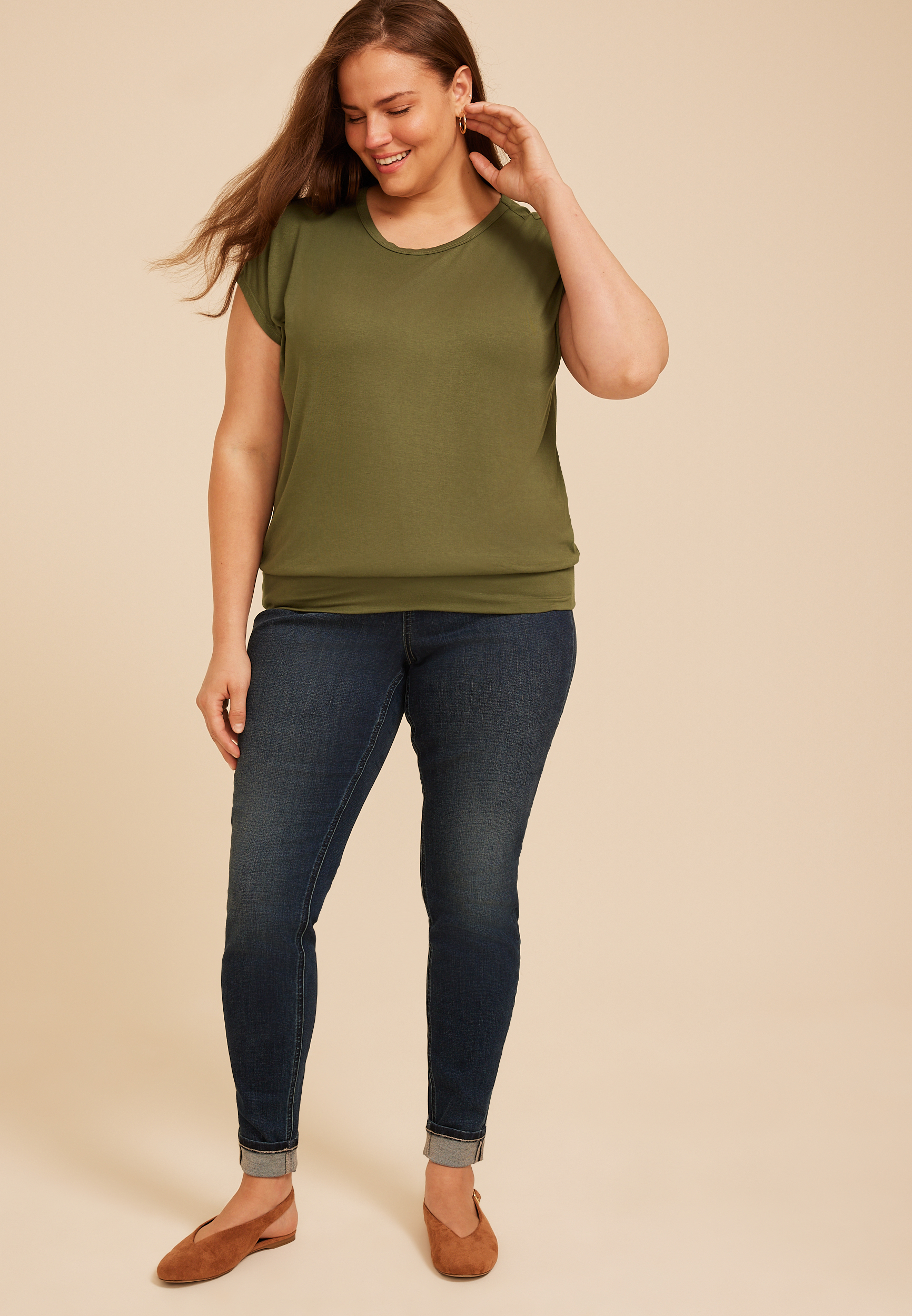 Plus Size 24/7 Short Sleeve Banded Hem Tee