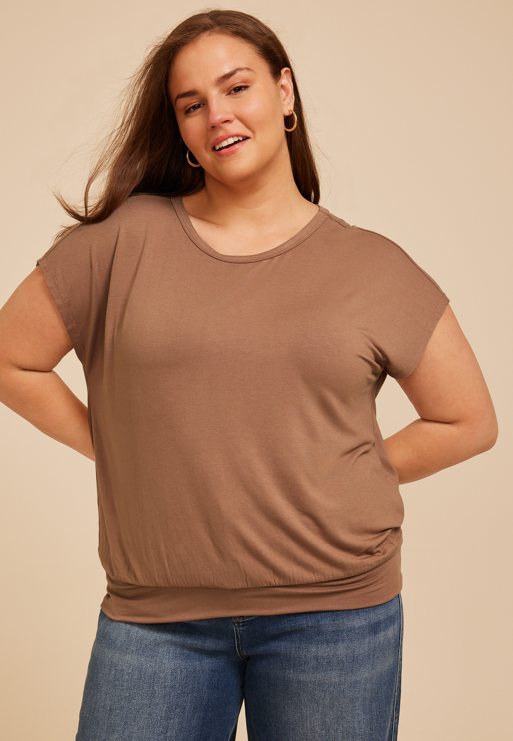 Plus Size 24/7 Short Sleeve Banded Hem Tee