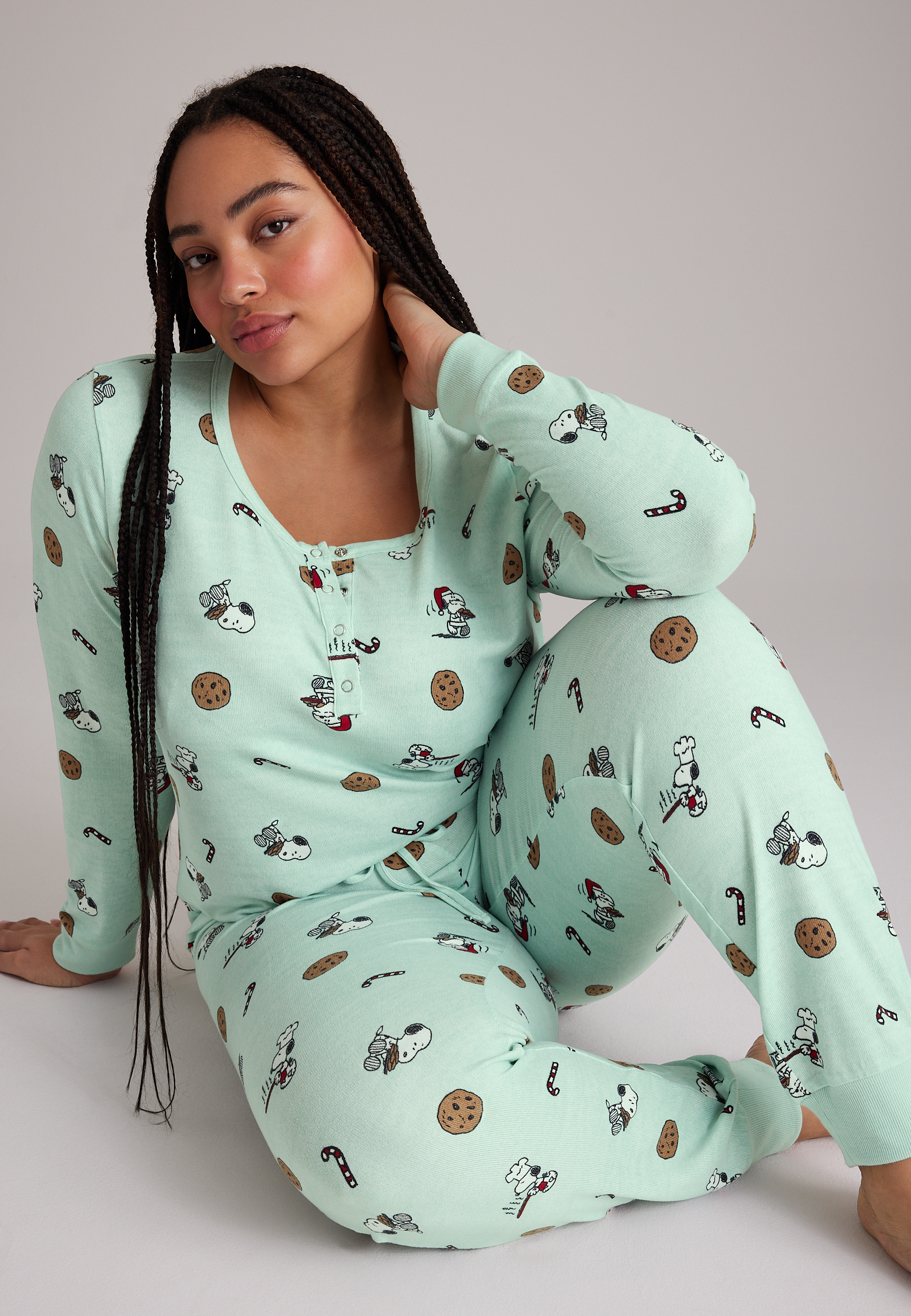 Plus Size Snoopy Holiday Hacci Pajama Set, C5208, large