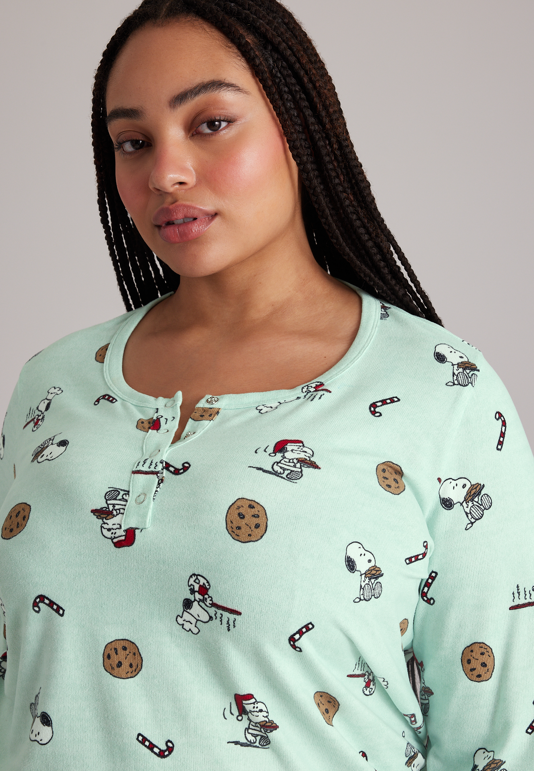 Plus Size Snoopy Holiday Hacci Pajama Set, C5208, large