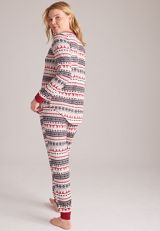 Reindeer Fair Isle Waffle Knit Pajama Set, C1756, small
