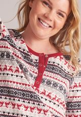 Reindeer Fair Isle Waffle Knit Pajama Set, C1756, small