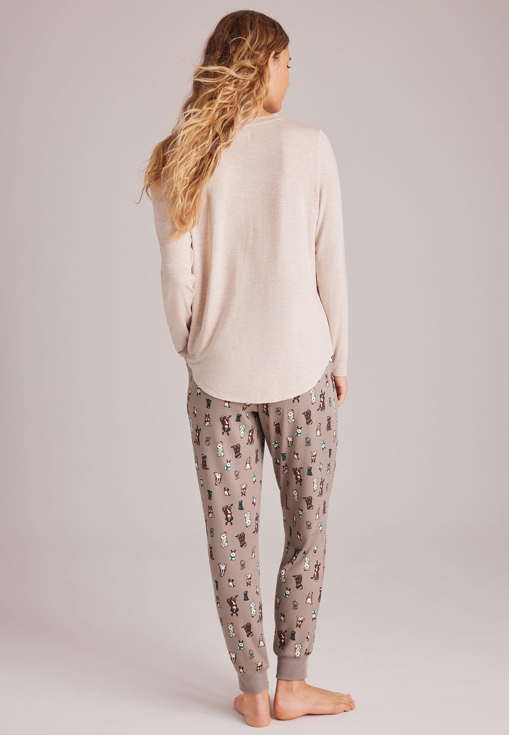 Festive Dogs Hacci Jogger Pajama Set, C5222, large